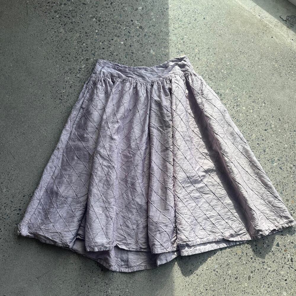 Lena Medoyeff SM Purple Silk Quilted Lavender Silk Midi Skirt Rare Designer